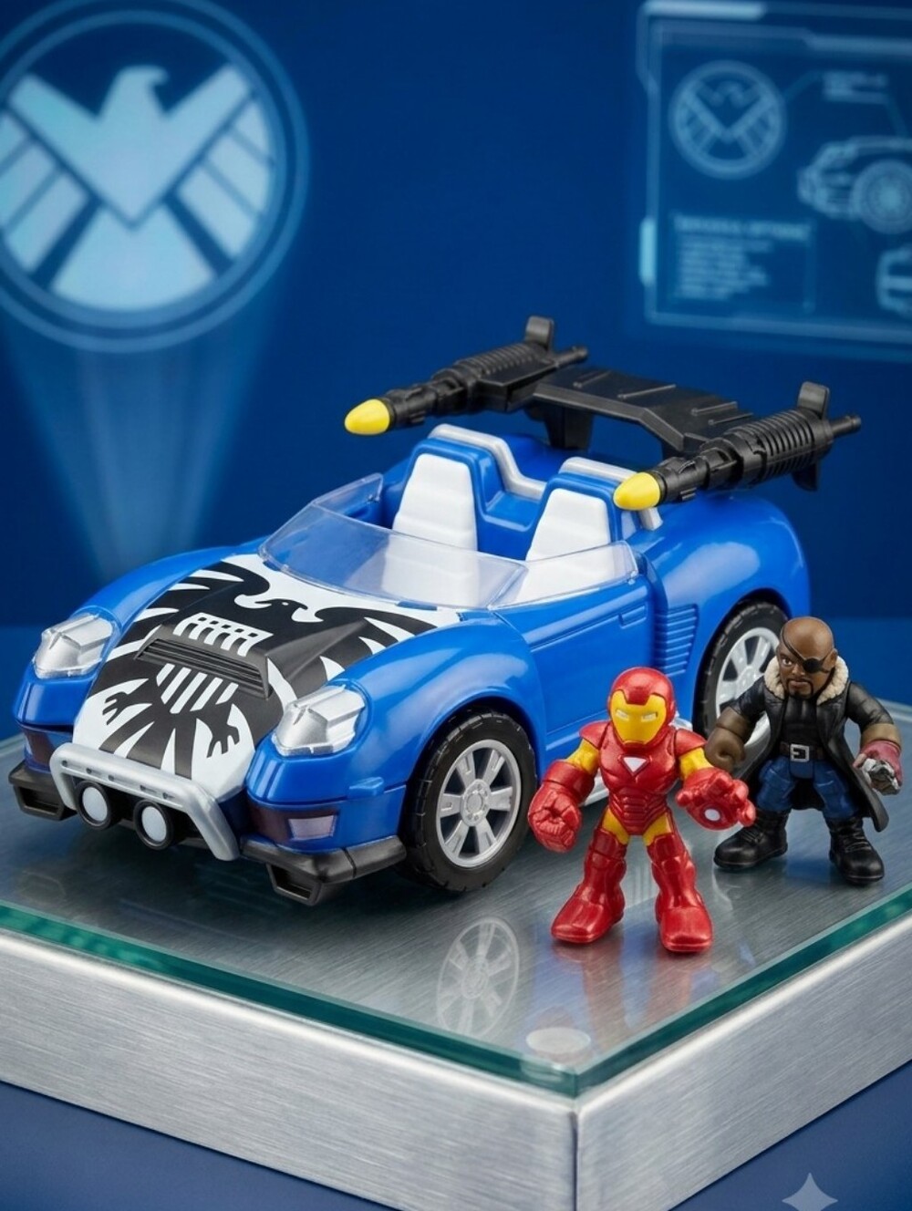 Hasbro Marvel Super Hero Squad Hover Car Vehicle Iron Man Nick Fury